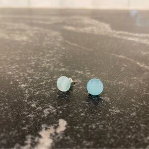Aqua Blue Glass Bead Studs